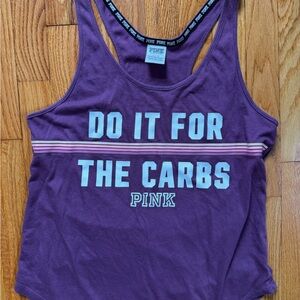 Vintage 2010s y2k Victoria’s Secret PINK workout tank top “do it for the carbs”